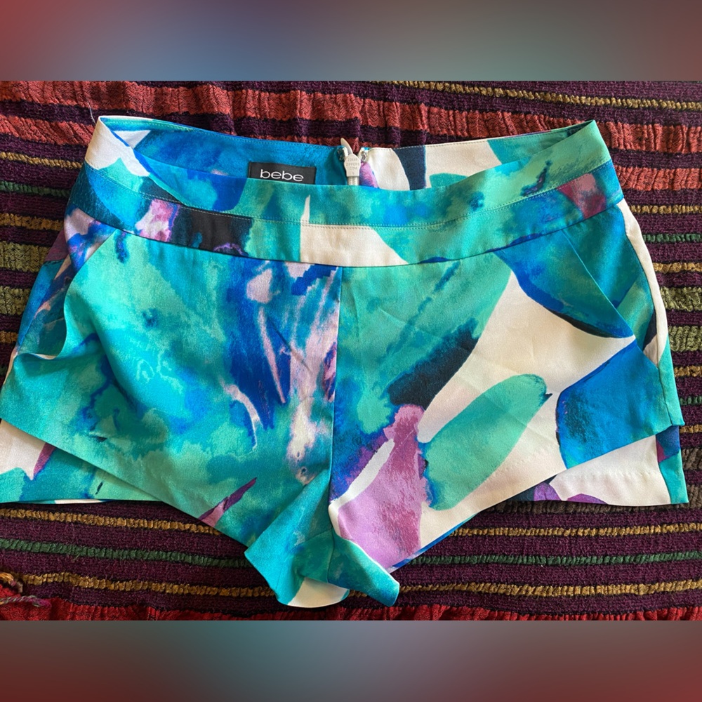 Bebe Women's Blue and Purple High Waist Shorts Size SS -Brand new